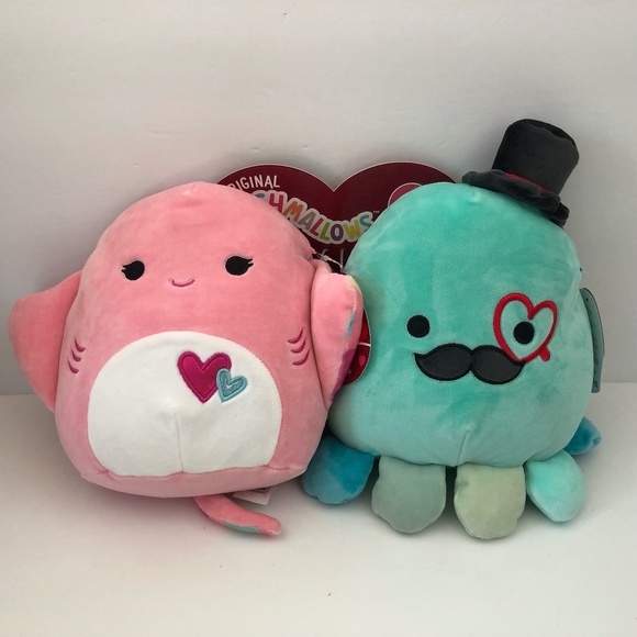Squishmallows Valentine's Day EIKO Octopus & SAXA Stingray 8" Plush (Set of 2) - Picture 1 of 10